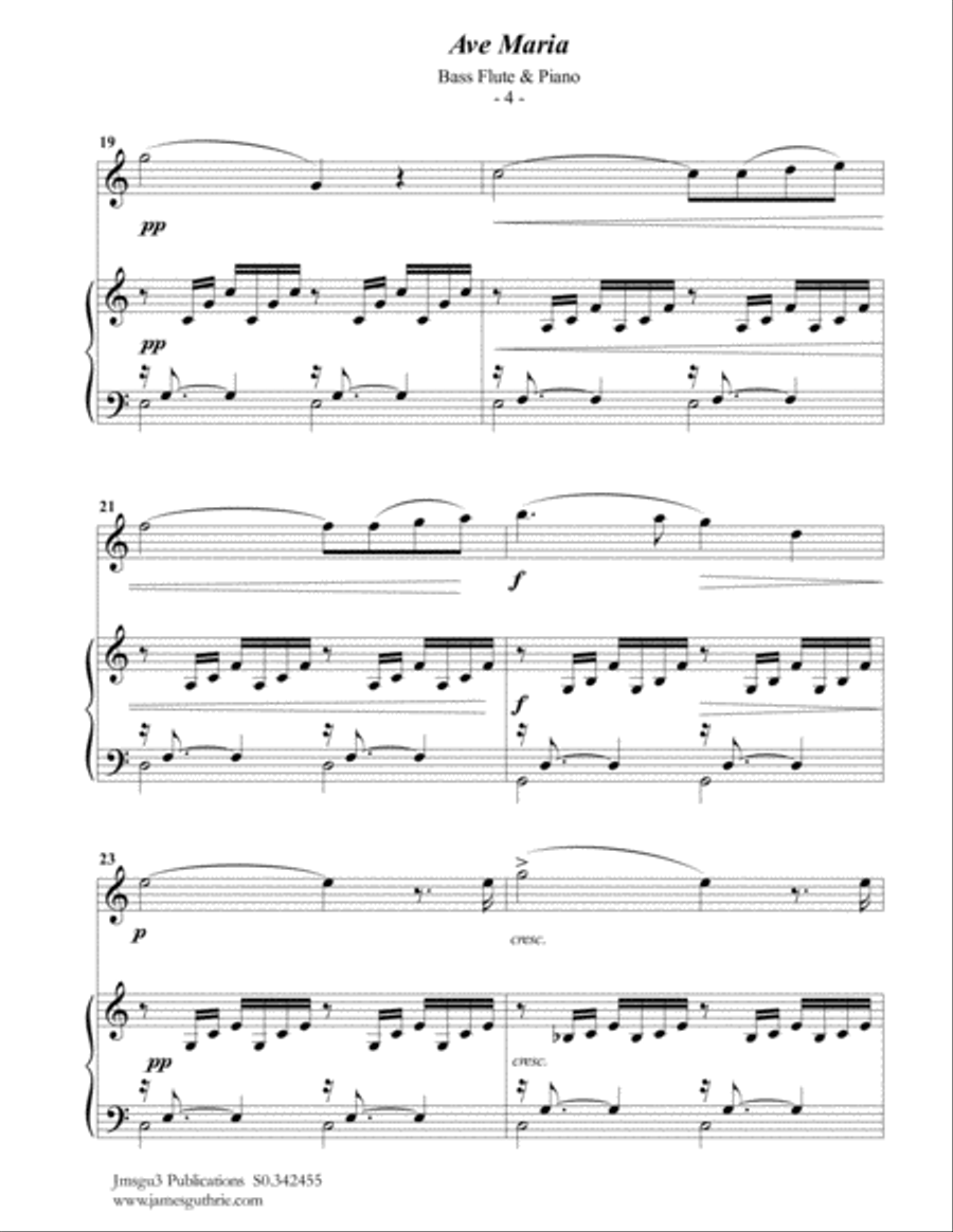 Bach-Gounod: Ave Maria for Bass Flute & Piano Flute Solo scores gallery preview page 4