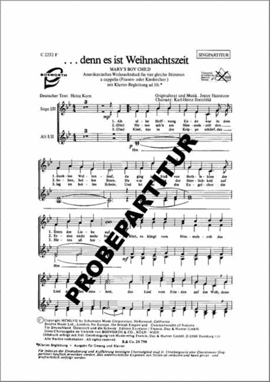 Mary's Boy Child Mary's Boy Child Women's Choir scores gallery preview page 1