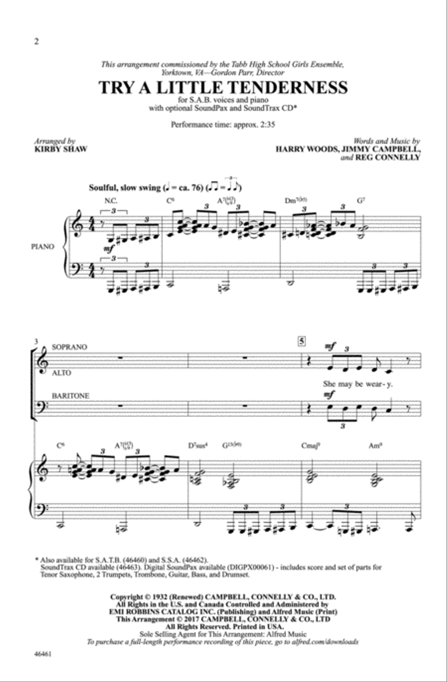 Try a Little Tenderness Try a Little Tenderness Choir scores gallery preview page 1