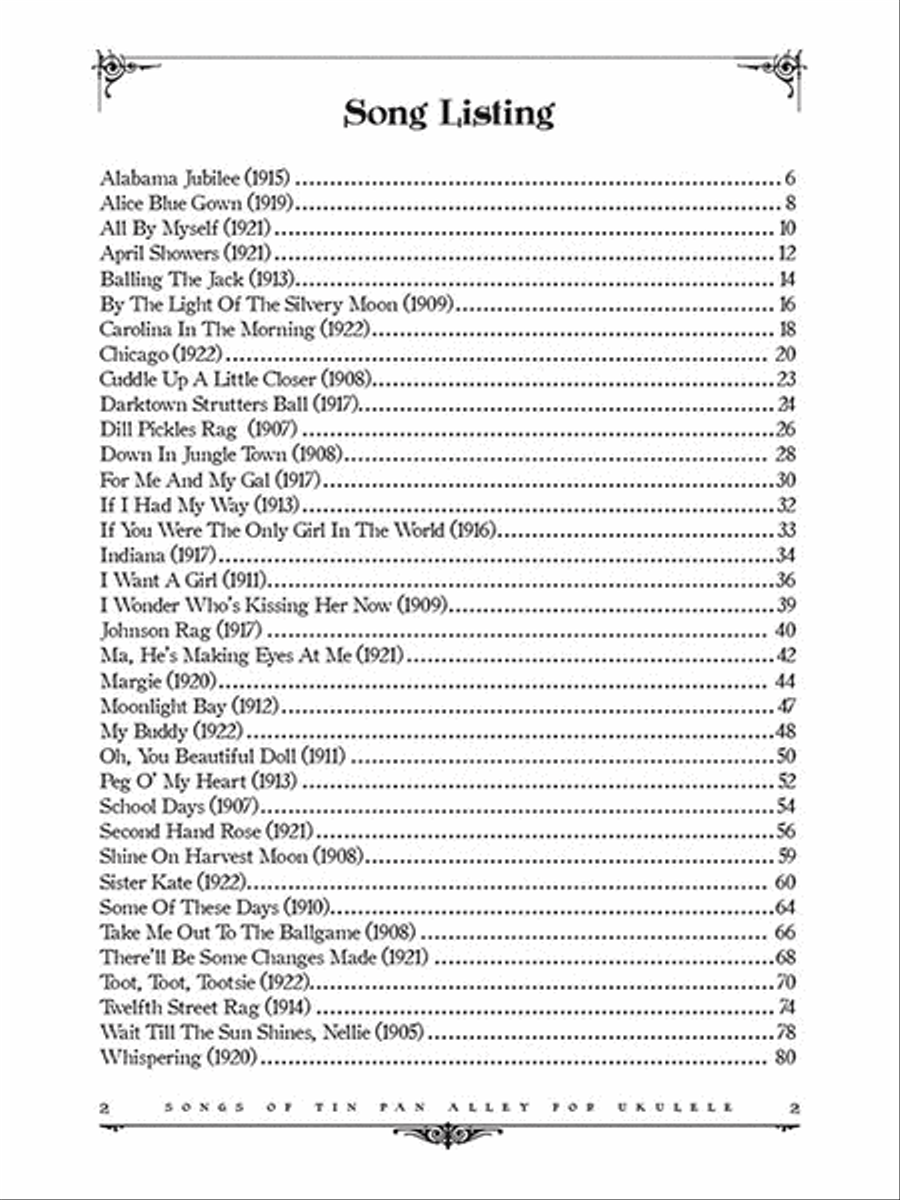The Songs of Tin Pan Alley for Ukulele Guitar Tablature scores gallery preview page 2