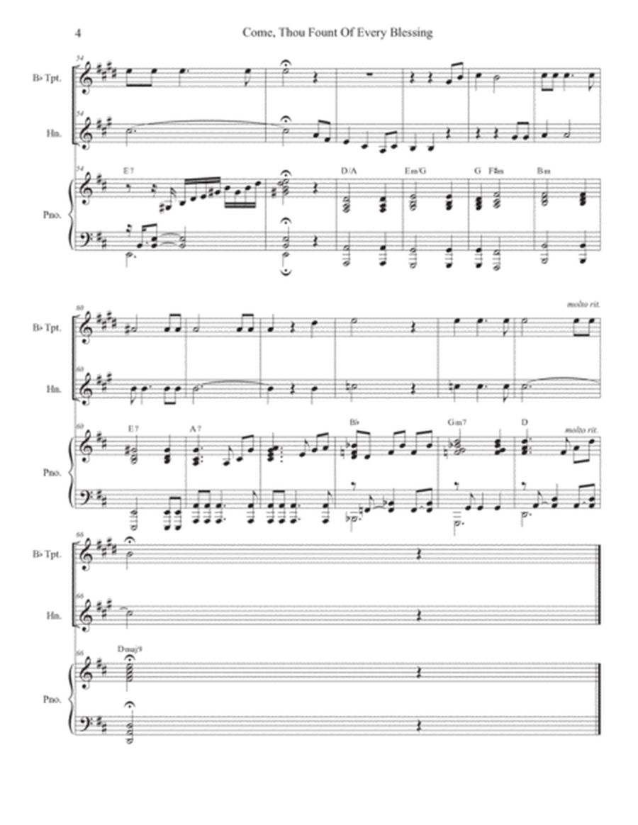 Come, Thou Fount Of Every Blessing (Duet for Bb-Trumpet and French Horn) image number null