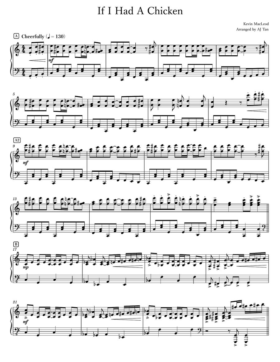 If I Had A Chicken Piano Solo scores gallery preview page 1