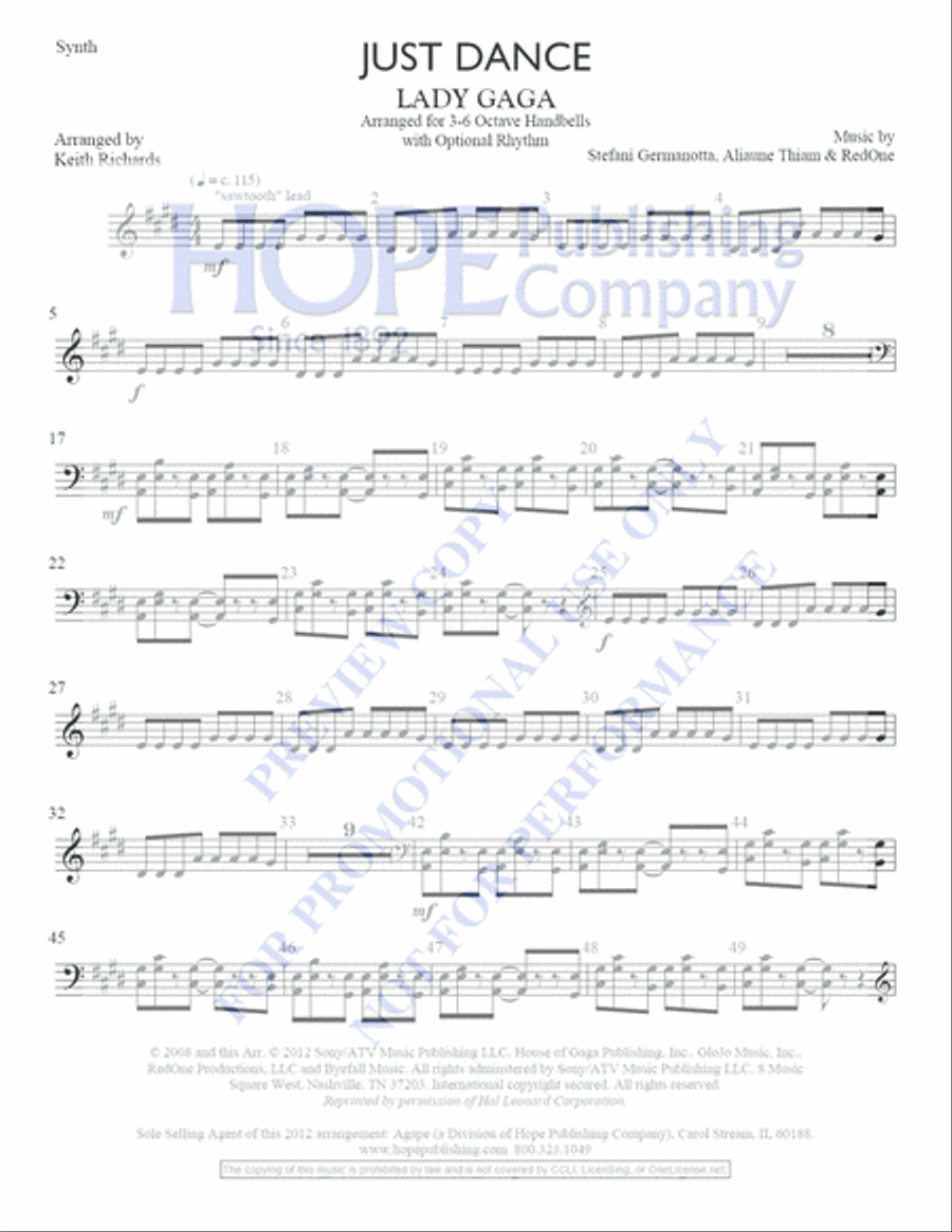 Just Dance Handbell Choir scores gallery preview page 6