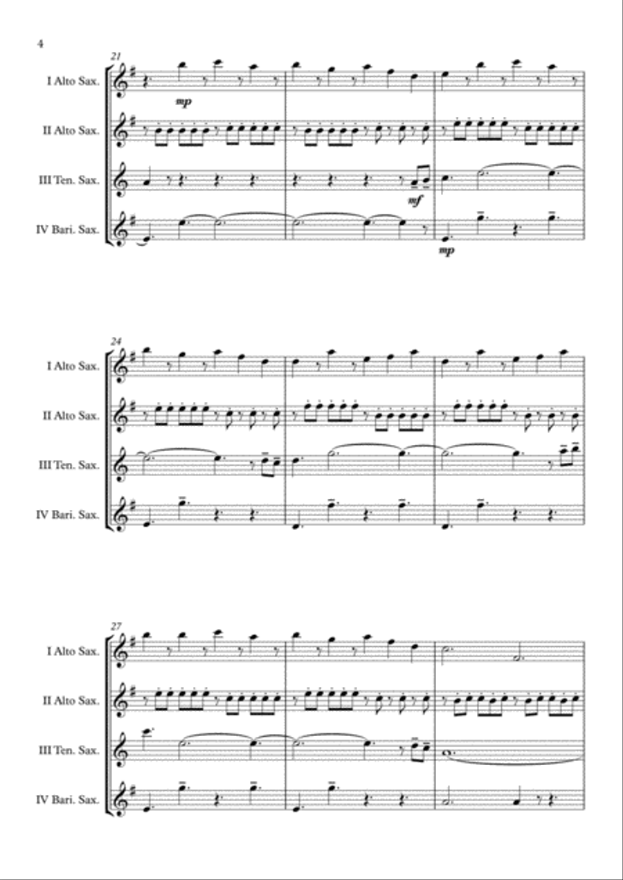 The Time Machine Saxophone Quartet scores gallery preview page 5