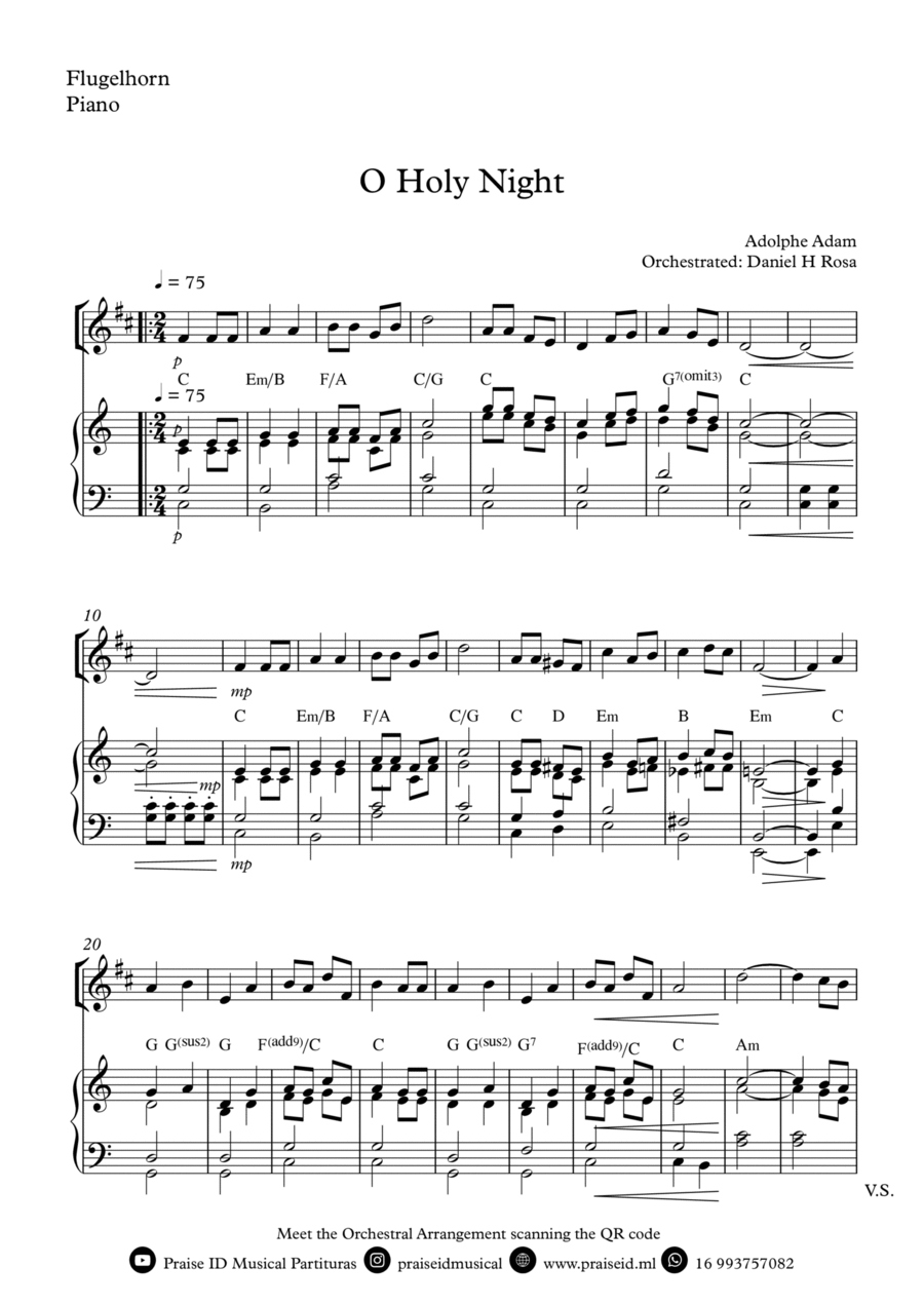 O Holy NIght - Christmas Carol - Flugelhorn and Piano Flugelhorn scores gallery preview page 1