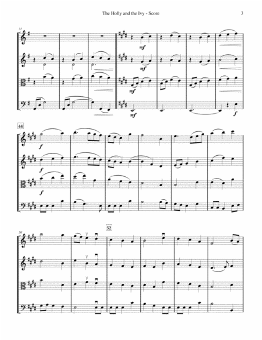 The Holly and the Ivy (string quartet) String Quartet scores gallery preview page 3