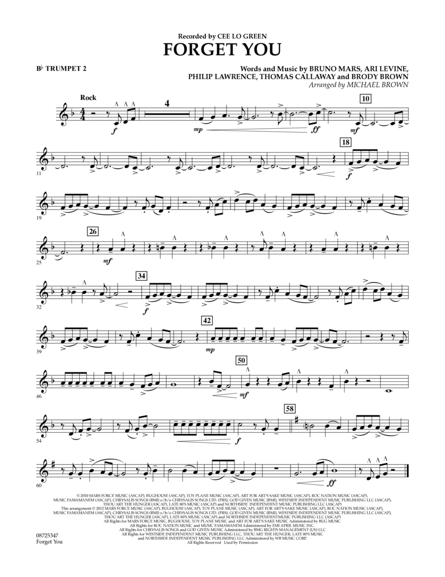 Forget You - Bb Trumpet 2 Concert Band scores gallery preview page 1