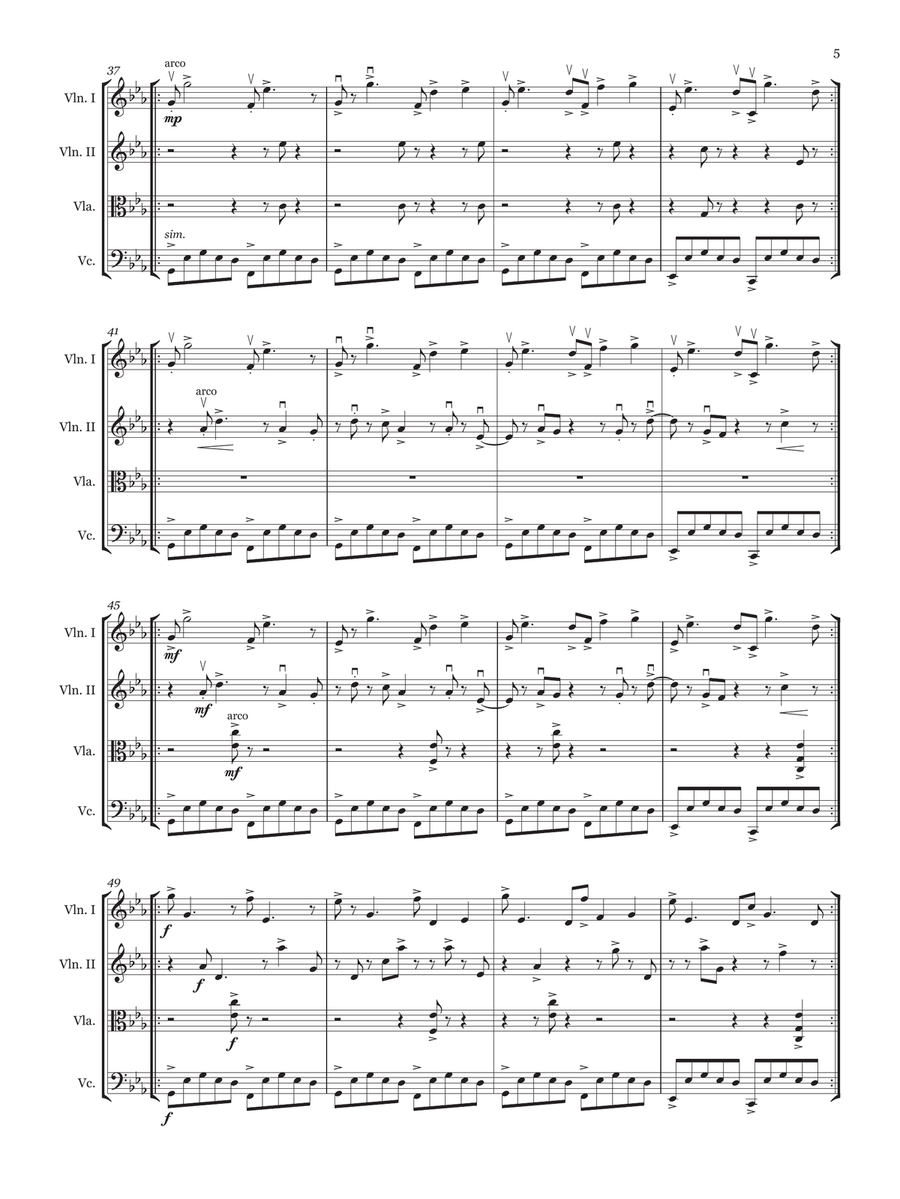 Aheym (String quartet score and parts) Cello scores gallery preview page 5