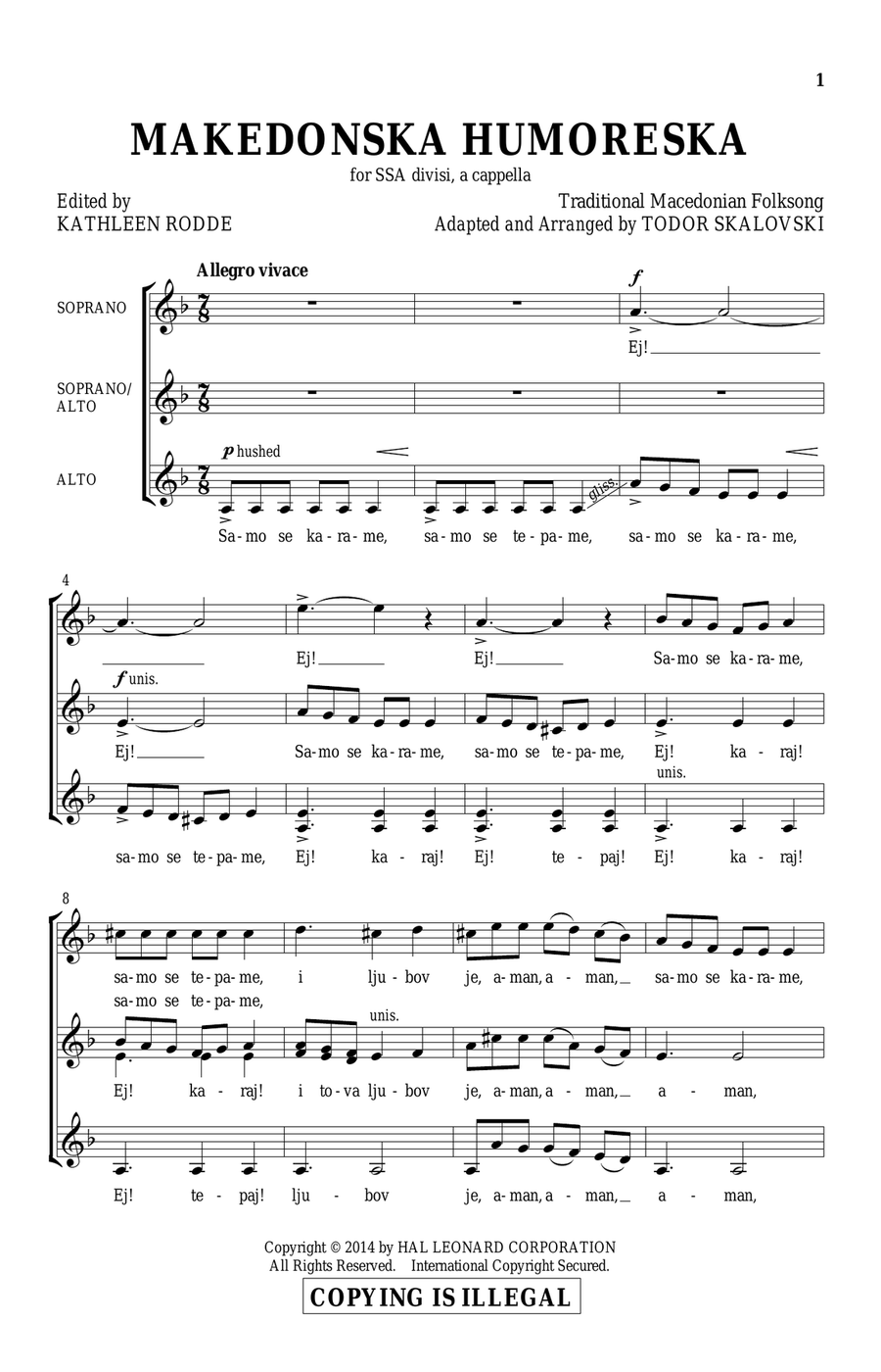 Makedonska Humoreska Makedonska Humoreska SSA scores gallery preview page 1