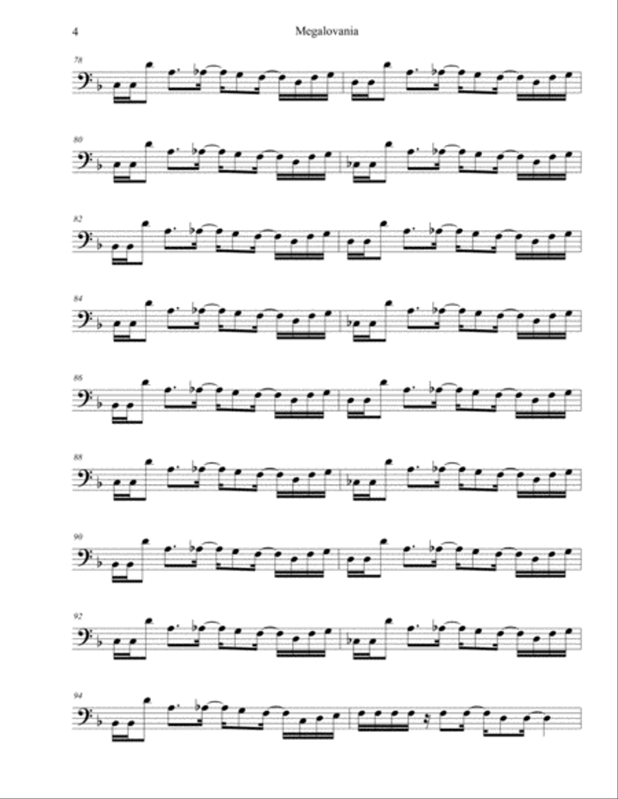 MEGALOVANIA (from Undertale) Euphonium scores gallery preview page 4