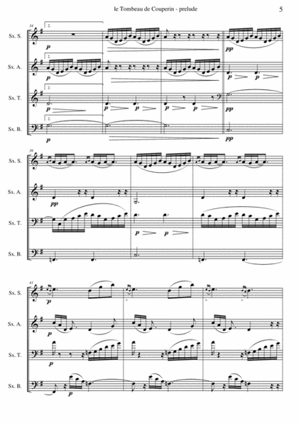Le Tombeau de Couperin (Maurice Ravel), prélude. Arrangement for saxophone quartet (M. Loridan) Ful image number null