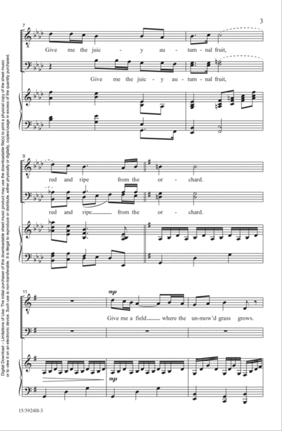 Give Me the Splendid Silent Sun TTB scores gallery preview page 3