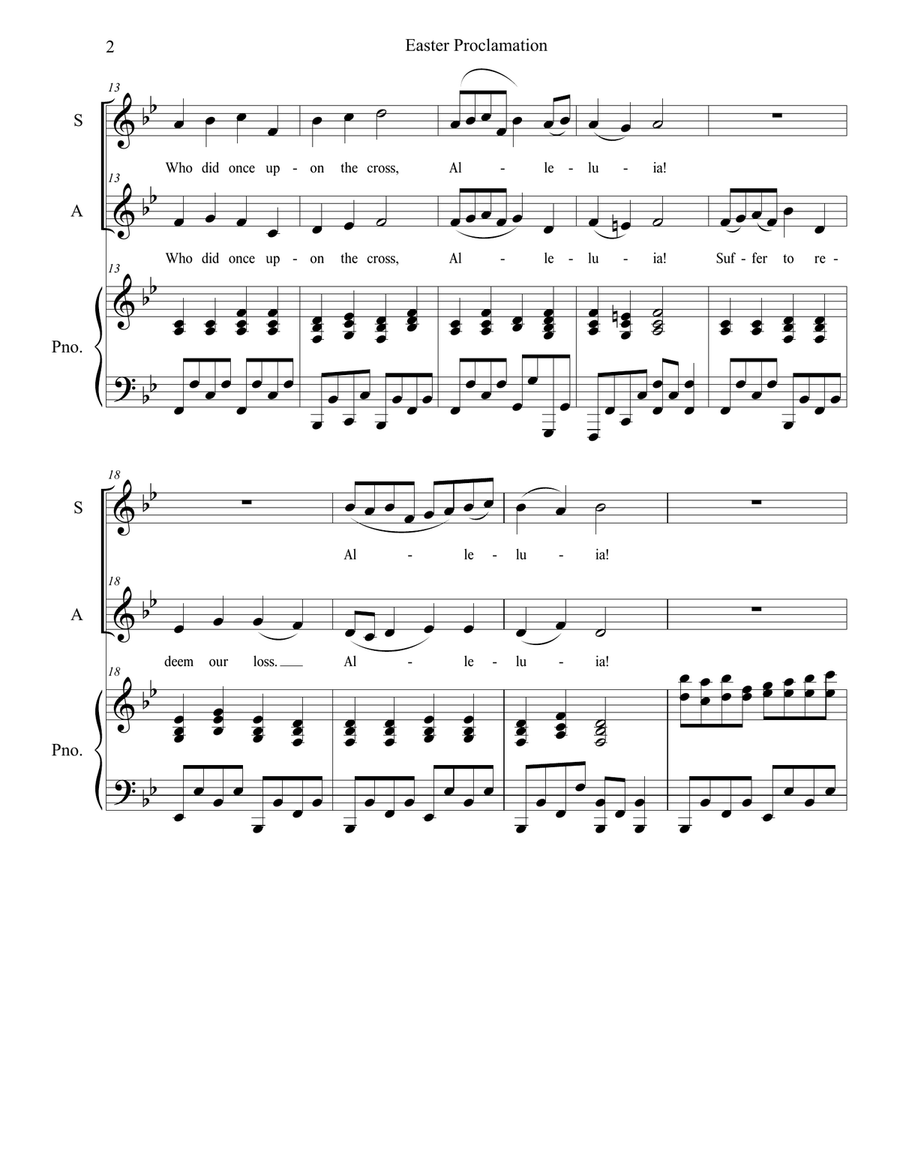Easter Proclamation (The Risen Christ) (2-part choir - (SA) SA scores gallery preview page 2