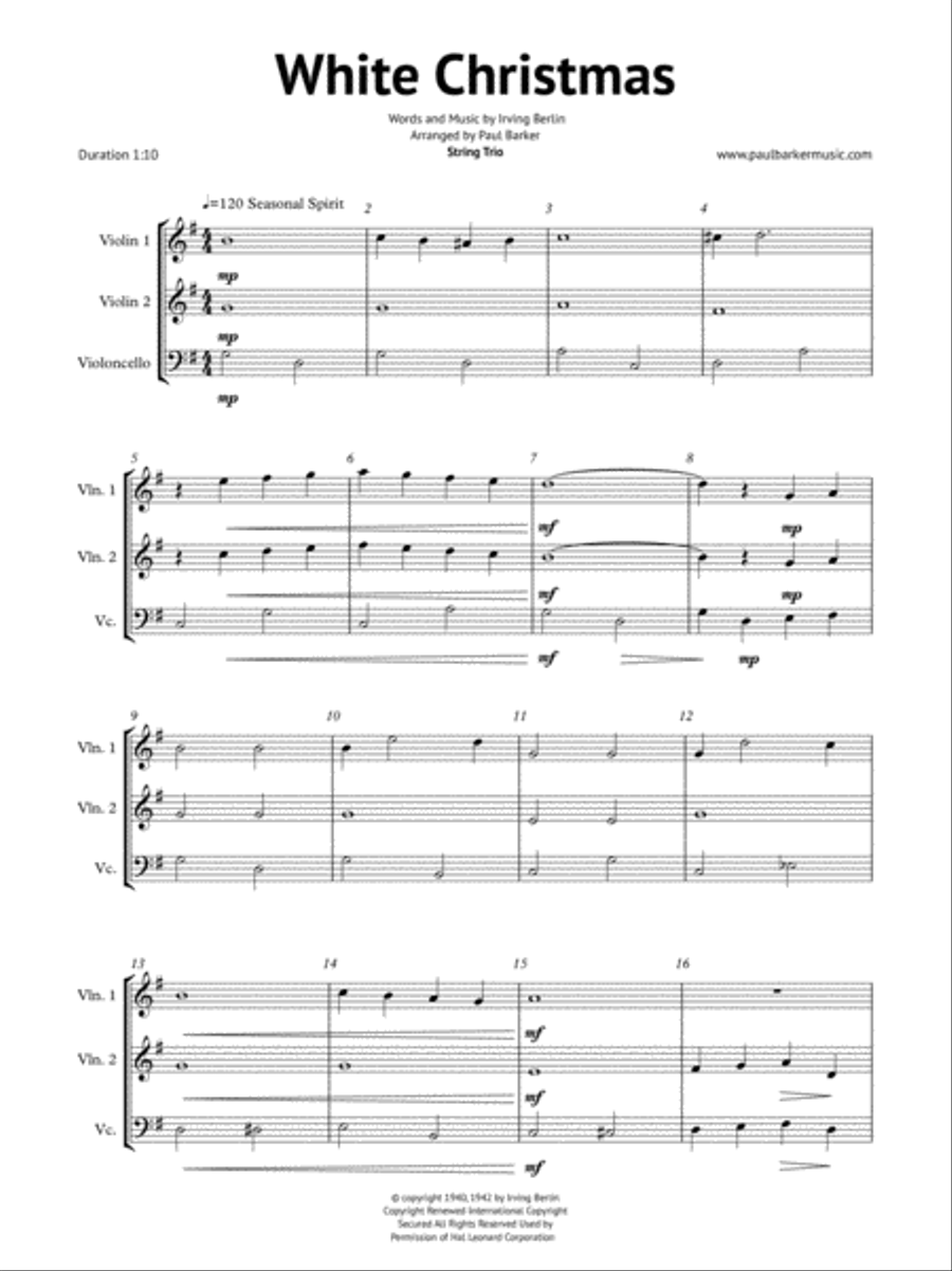 White Christmas String Trio scores gallery preview page 2