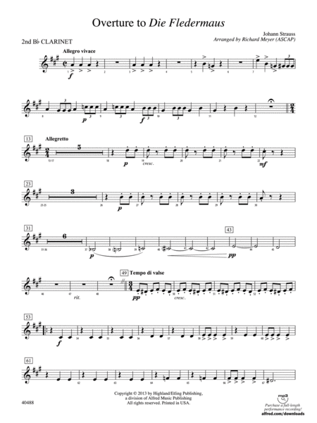 Overture to Die Fledermaus: 2nd B-flat Clarinet