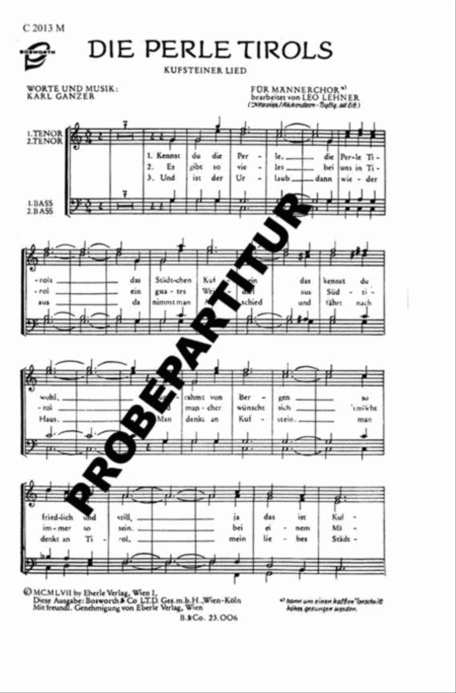 Die Perle Tirols Men's Choir scores gallery preview page 1