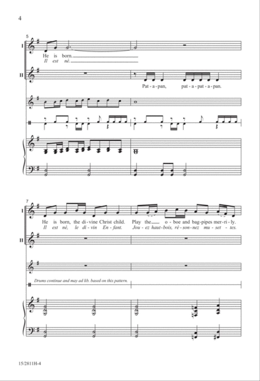 He Is Born with Pat-a-pan 2-Part scores gallery preview page 5
