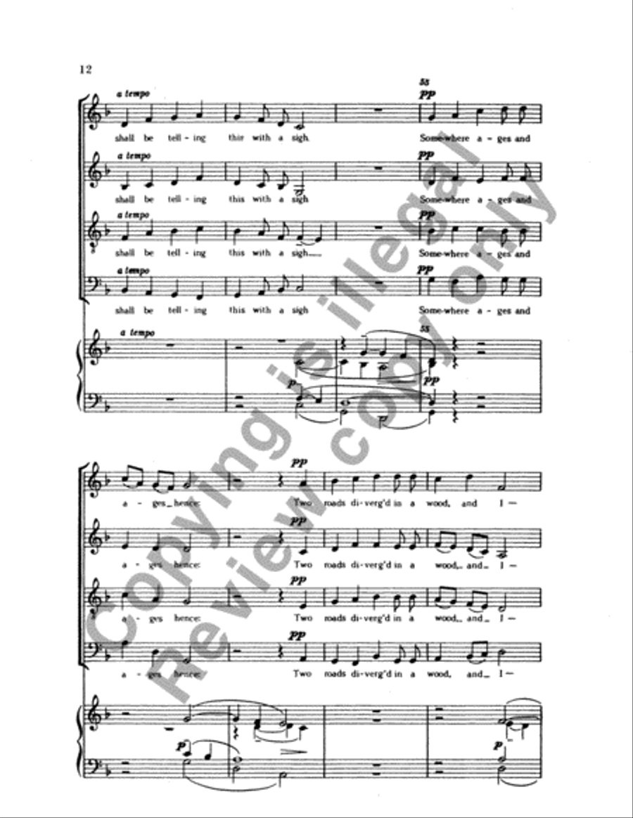 The Road Not Taken - SATB - From "Frostiana" image number null