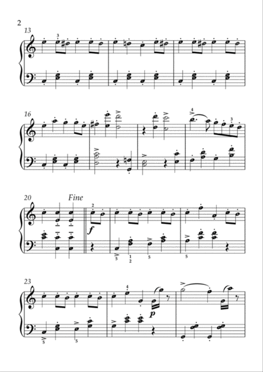 Strauss - Radetzky March(With Note name) Easy Piano scores gallery preview page 2