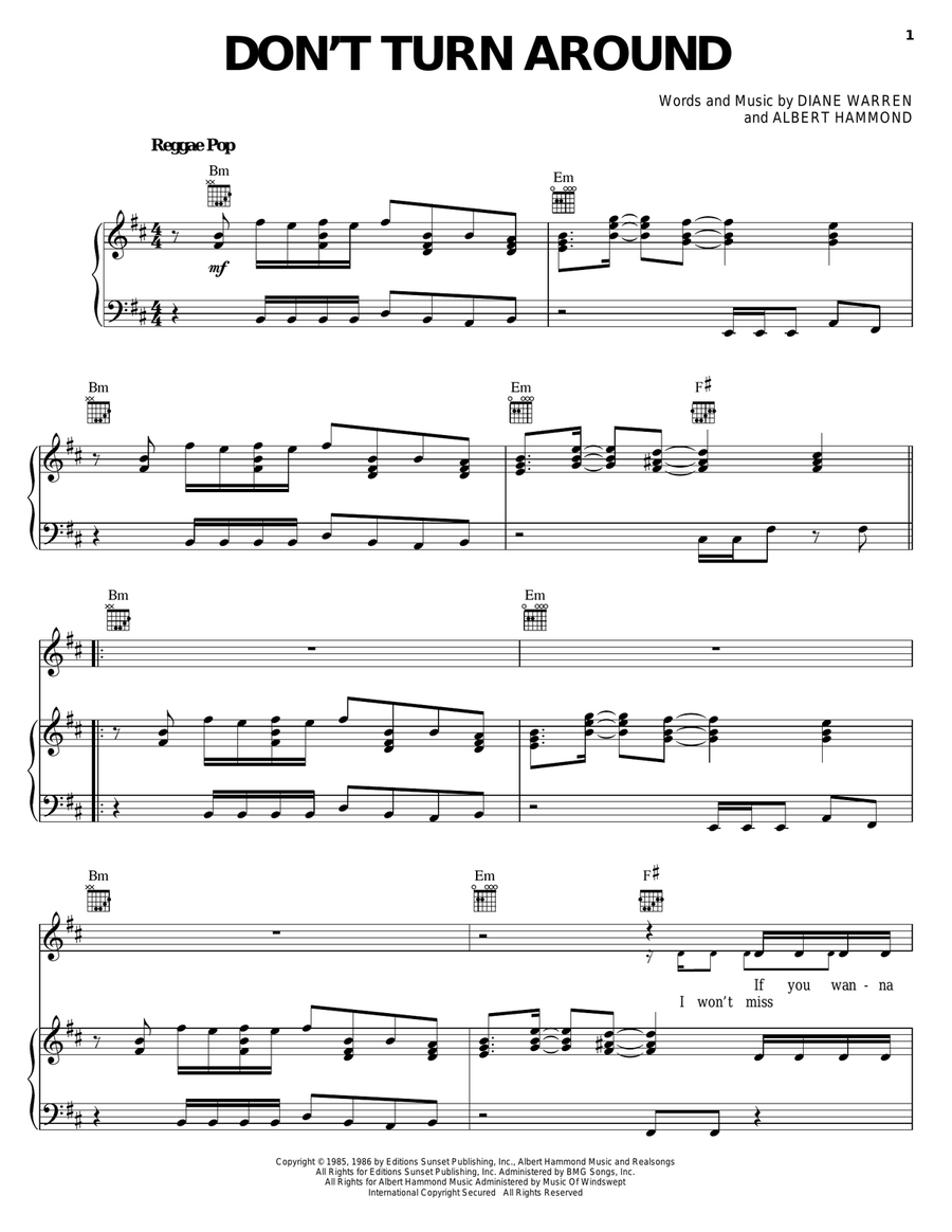 Don't Turn Around Acoustic Guitar scores gallery preview page 1