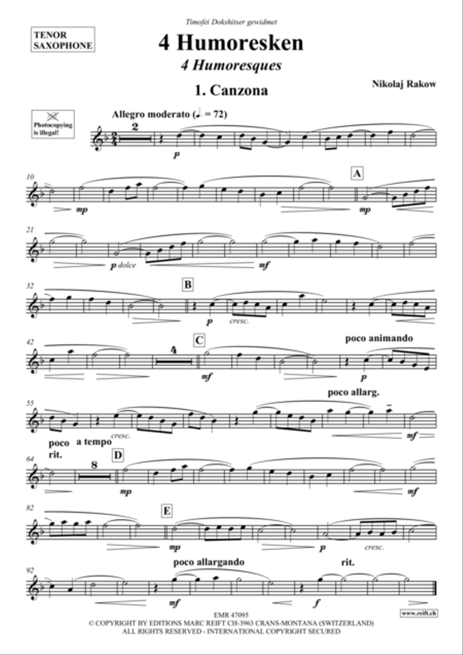 4 Humoresken Tenor Saxophone scores gallery preview page 2