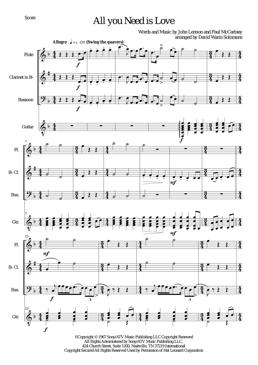All You Need Is Love All You Need Is Love Small Ensemble scores gallery preview page 1