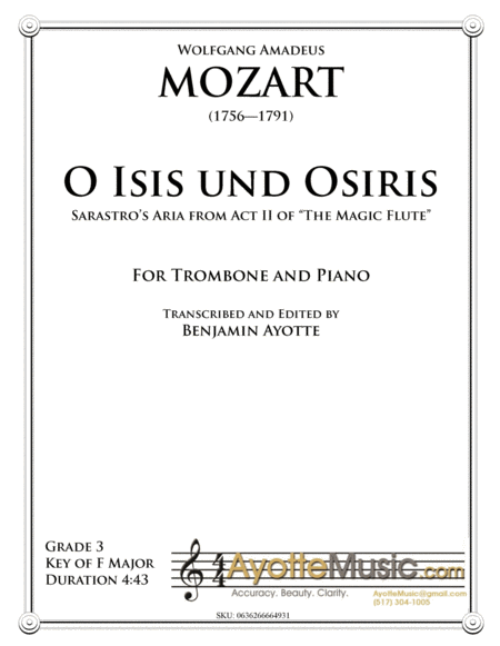 O Isis und Osiris (Trombone or Euphonium Solo with Piano) image number null