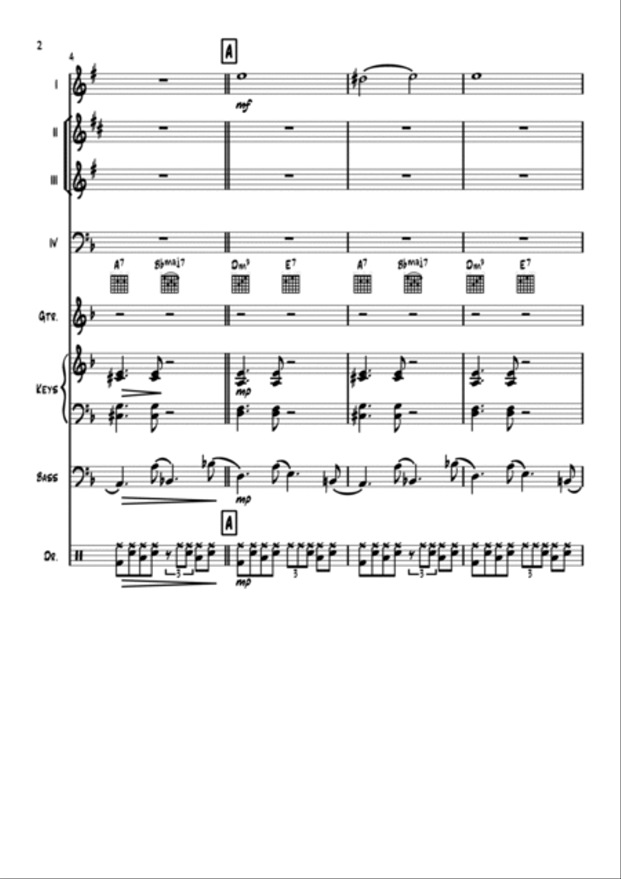 Covid Blues - for jazz octet. Jazz Ensemble scores gallery preview page 2