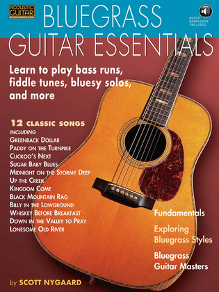 Book cover for Bluegrass Guitar Essentials - Learn to Play Bass Runs, Fiddle Tunes, Bluesy Solos, and More