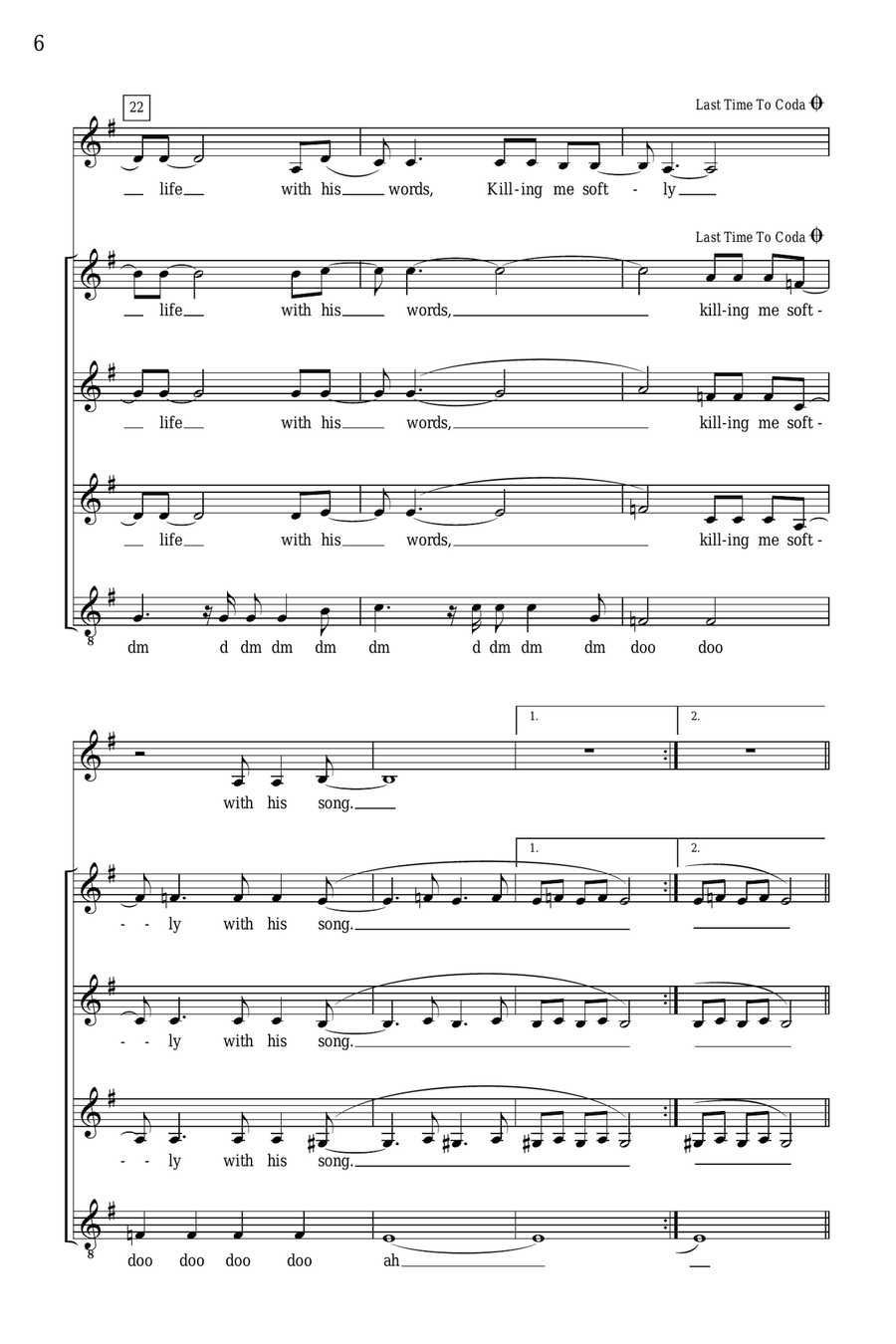 Killing Me Softly With His Song (arr. Deke Sharon) SSA scores gallery preview page 5
