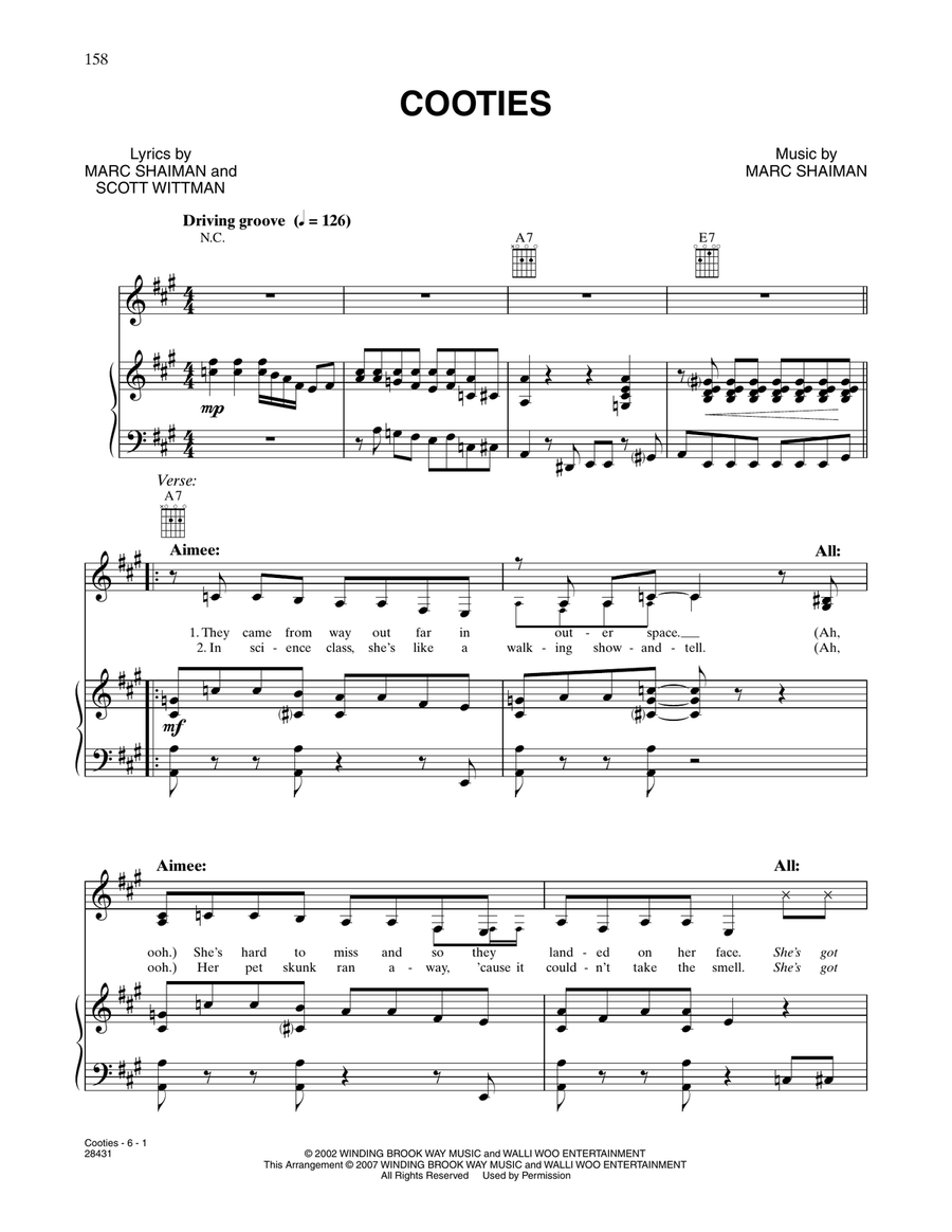 Cooties (from Hairspray) Piano, Vocal, Guitar scores gallery preview page 1