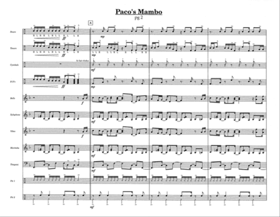 Paco's Mambo w/Tutor Tracks Percussion Ensemble scores gallery preview page 4