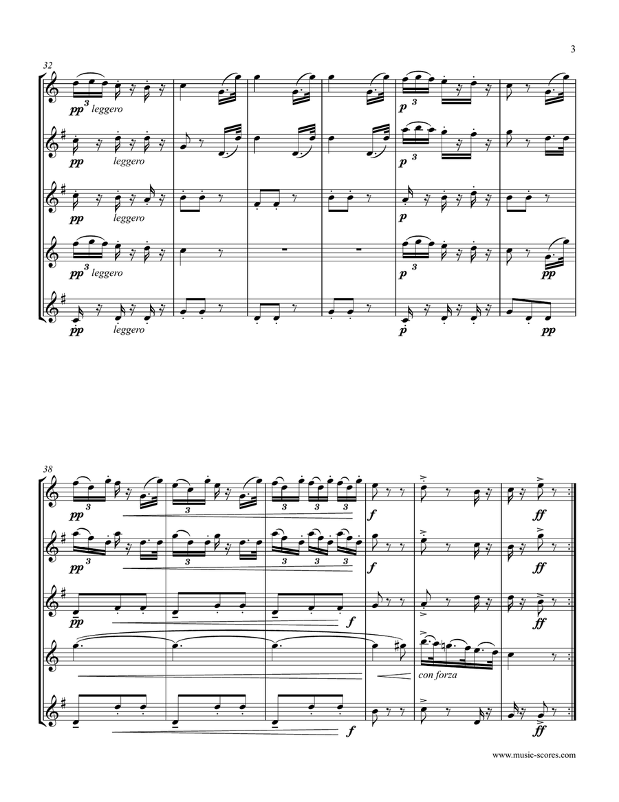 Verdi: La Donna e Mobile - Sax Quintet Woodwind Quartet scores gallery preview page 3