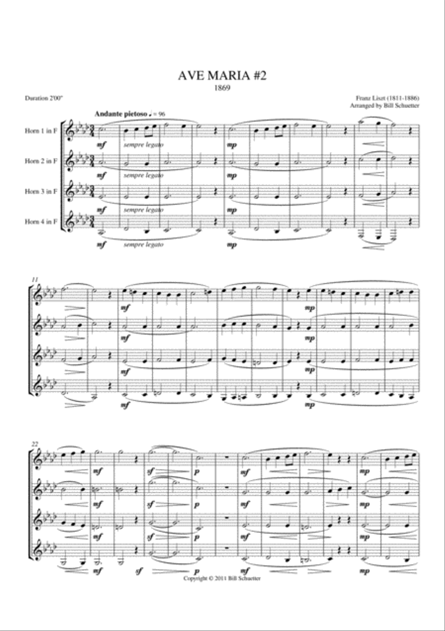 Ave Maria (1868) Ave Maria (1868) Horn scores gallery preview page 1