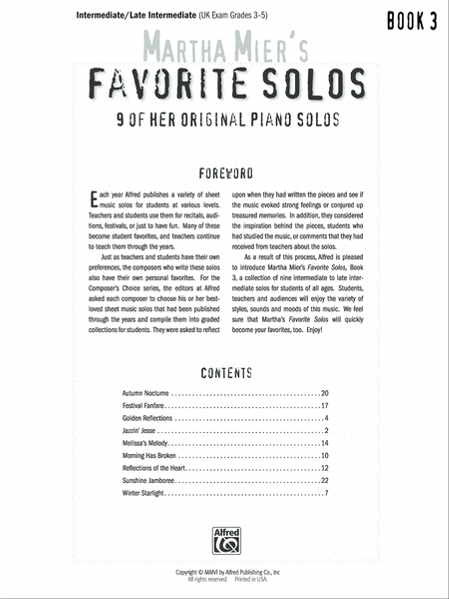 Martha Mier's Favorite Solos, Book 3 Piano Solo scores gallery preview page 2