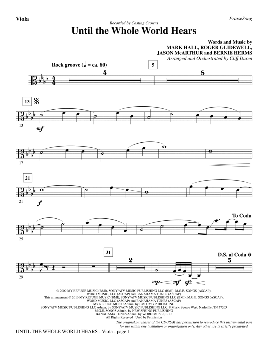 Until The Whole World Hears - Viola Choir scores gallery preview page 1