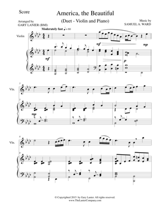 AMERICA, THE BEAUTIFUL (Duet – Violin and Piano/Score and Parts)