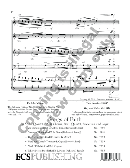 Songs of Faith: 2. Glorious Things (Pno/Choral Rehearsal Score)