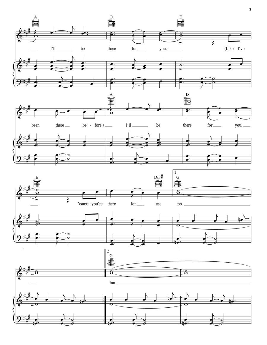 I'll Be There For You (Theme from Friends) Piano, Vocal, Guitar scores gallery preview page 3