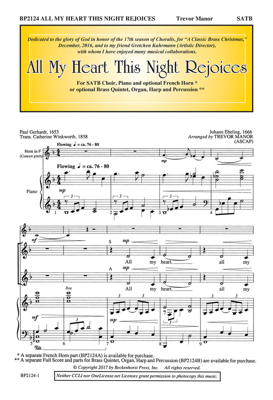 All My Heart This Night Rejoices 4-Part scores gallery preview page 1
