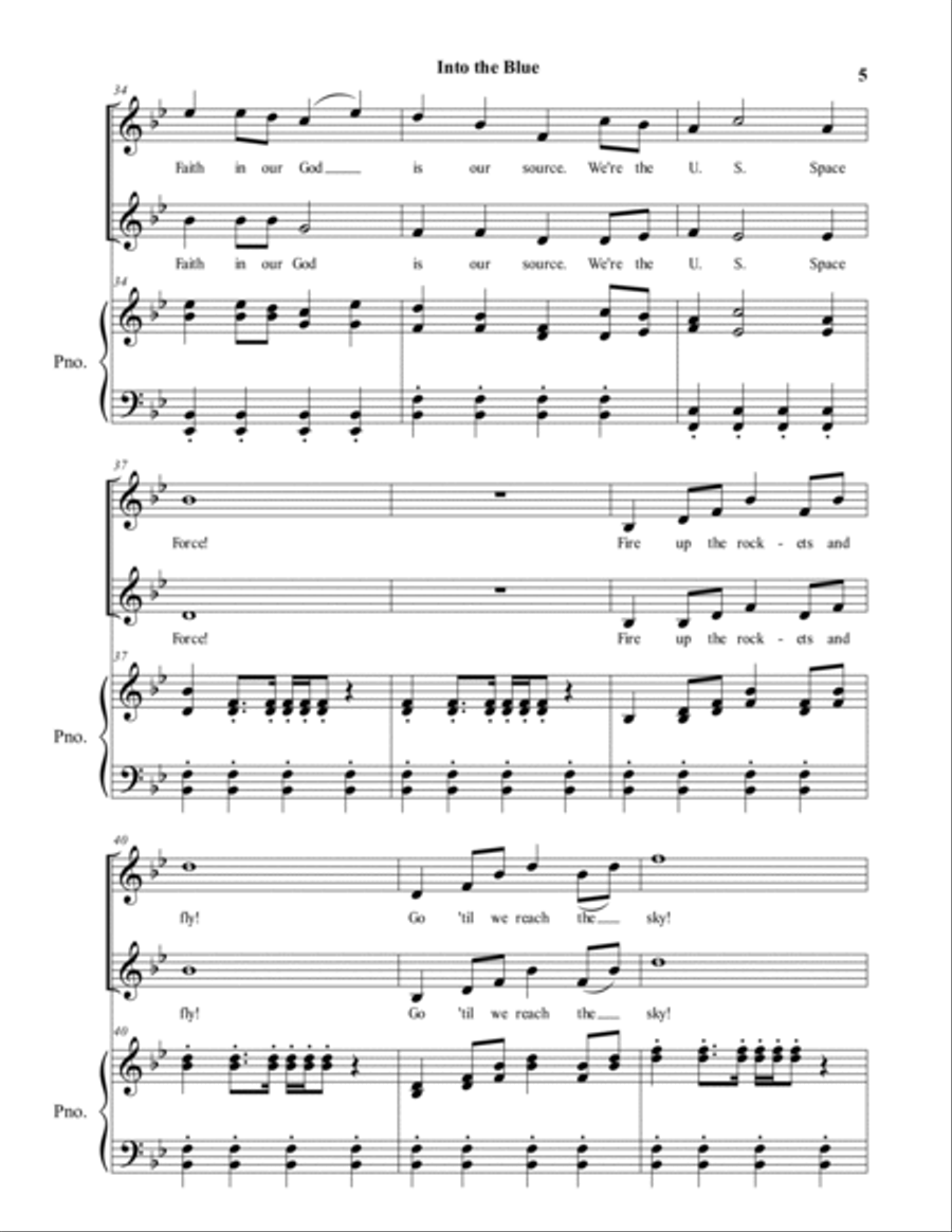 US SPACE FORCE HYMN (Into the Blue) (2-part choir) 2-Part scores gallery preview page 5