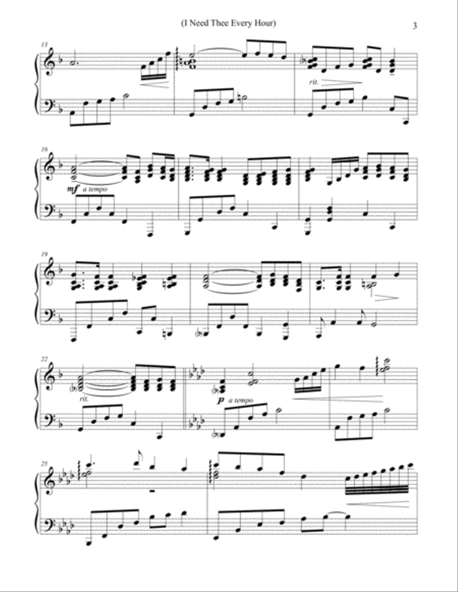I Need Thee Every Hour Piano Solo scores gallery preview page 2