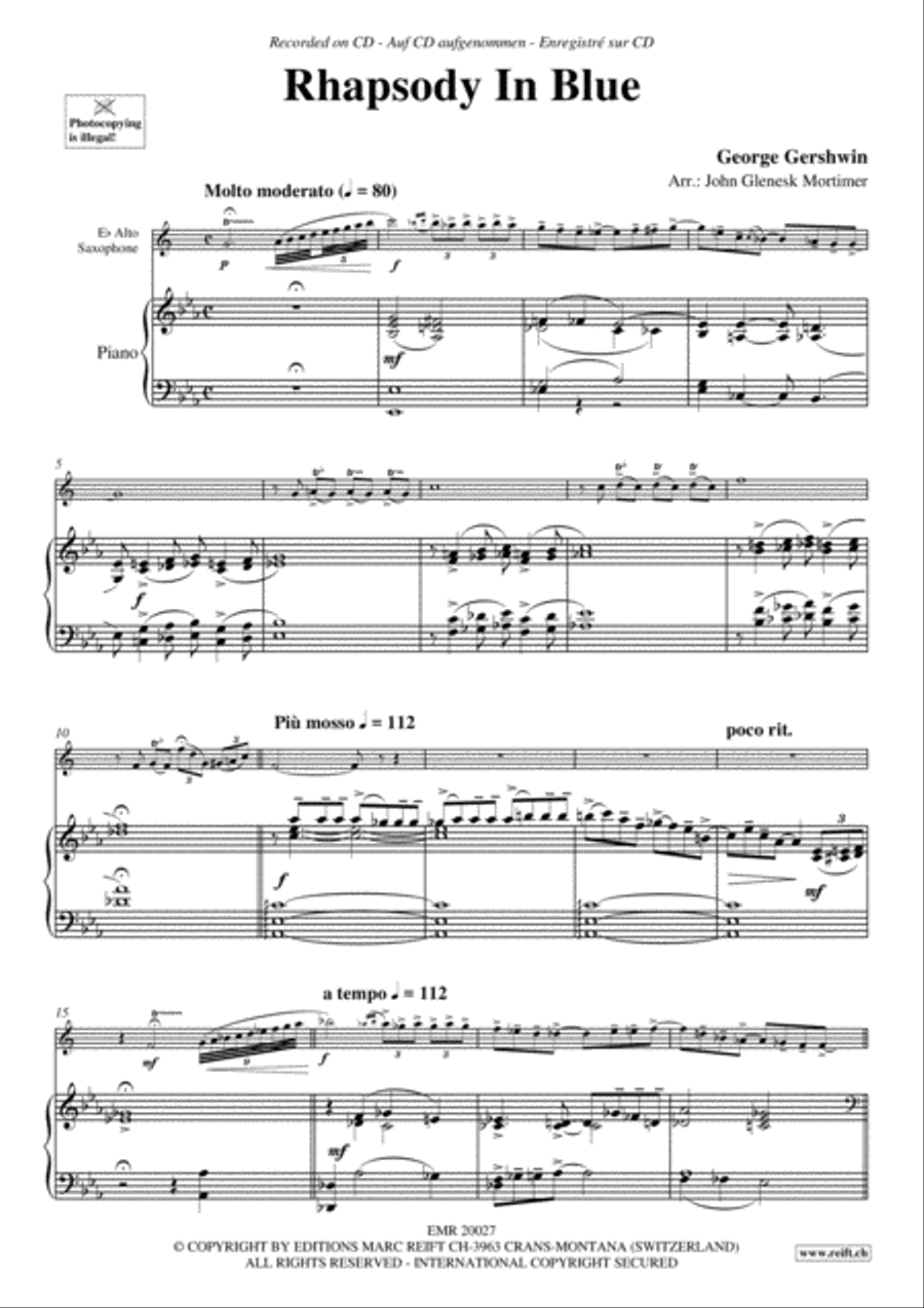 Rhapsody In Blue Alto Saxophone scores gallery preview page 3