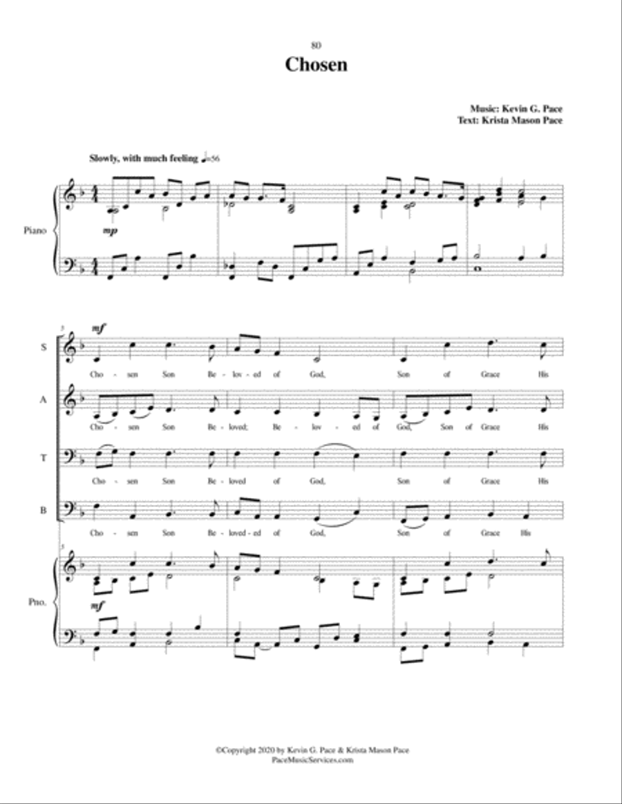 Chosen - SATB choir with piano accompaniment 4-Part scores gallery preview page 2