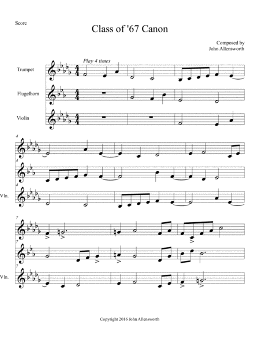 Class of '67 Canon Small Ensemble scores gallery preview page 1