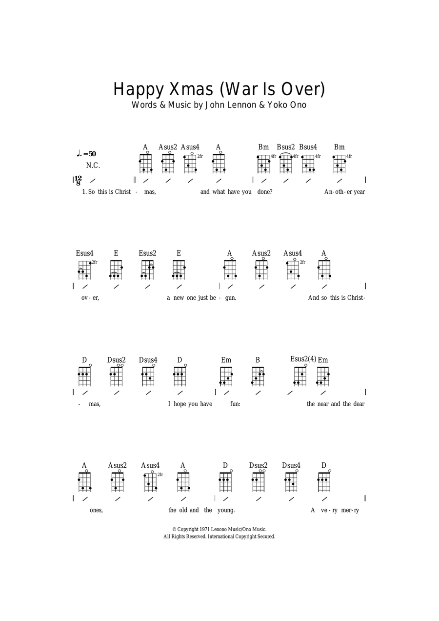 Happy Xmas (War Is Over) Ukulele scores gallery preview page 1