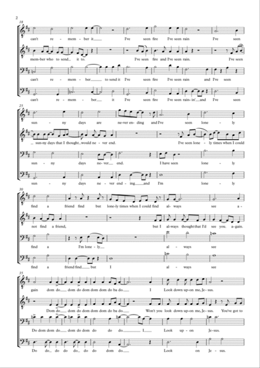 Fire And Rain TTBB scores gallery preview page 2