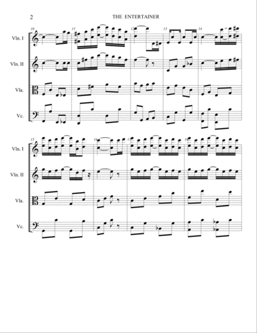 The Entertainer by Scott Joplin written in 1909. String Quartet scores gallery preview page 2