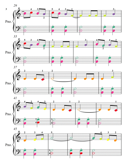 Bolero Easy Piano Sheet Music with Colored Notes