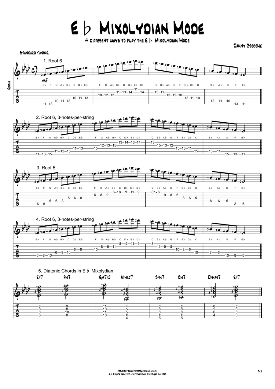 The Mixolydian Mode In All Keys (4 Ways To Play) Electric Guitar scores gallery preview page 6